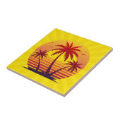 Zonsondergang met palmbomen Vector-98805 Tegeltje (Zijkant)