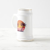 Zonsondergang met palmbomen Vector Bierpul (Voorkant links)
