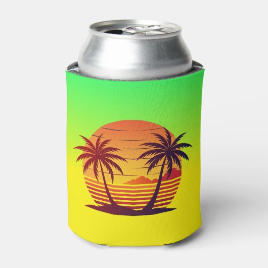 Zonsondergang met palmbomen Vector Blikjeskoeler (Blikje Voorkant)