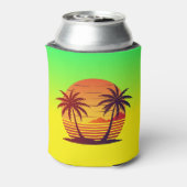 Zonsondergang met palmbomen Vector Blikjeskoeler (Blikje Achterkant)