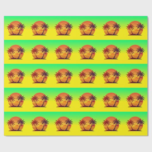 Zonsondergang met palmbomen Vector Cadeaupapier (Vlak)
