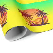 Zonsondergang met palmbomen Vector Cadeaupapier (Rol Hoek)