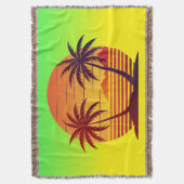 Zonsondergang met palmbomen Vector Deken (Voorkant Verticaal)