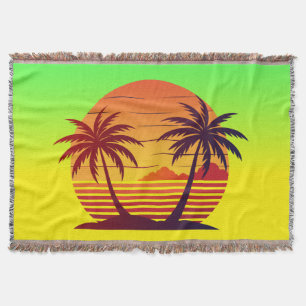 Zonsondergang met palmbomen Vector Deken