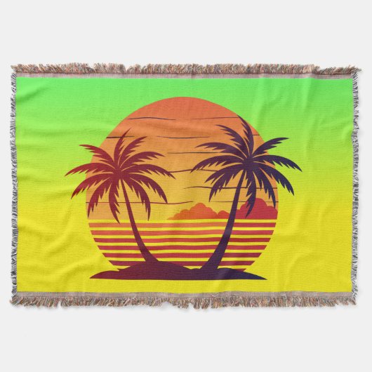 Zonsondergang met palmbomen Vector Deken (Voorkant)