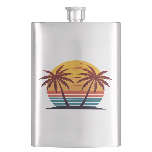 Zonsondergang met palmbomen Vector Flacon (Voorkant)