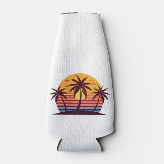 Zonsondergang met palmbomen Vector Flesjeskoeler (Voorkant)