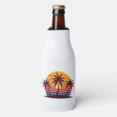 Zonsondergang met palmbomen Vector Flesjeskoeler (Fles Voorkant)
