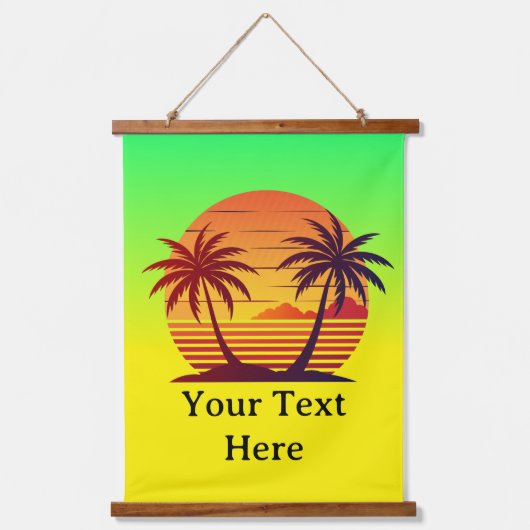 Zonsondergang met palmbomen Vector Hangend Wandkleed (Voorkant)