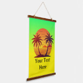 Zonsondergang met palmbomen Vector Hangend Wandkleed (Gebogen)
