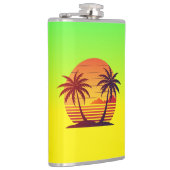 Zonsondergang met palmbomen Vector Heupfles (Rechts)