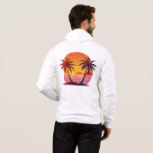Zonsondergang met palmbomen Vector Hoodie (Achterkant volledig)