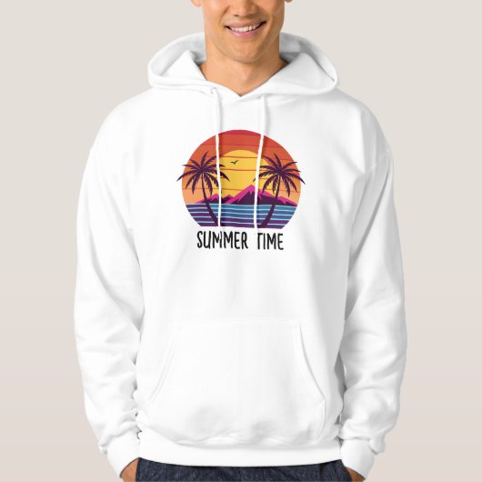 Zonsondergang met palmbomen Vector Hoodie (Voorkant)