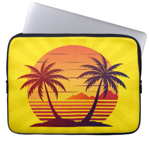 Zonsondergang met palmbomen Vector Laptop Sleeve