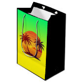 Zonsondergang met palmbomen Vector Medium Cadeauzakje (Voorkant Gekanteld)