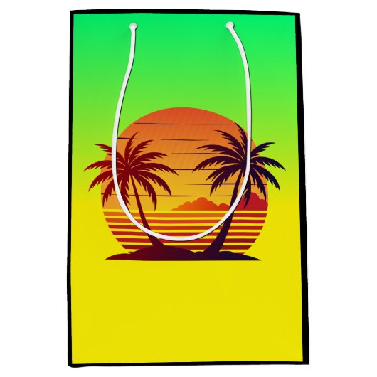 Zonsondergang met palmbomen Vector Medium Cadeauzakje (Voorkant)