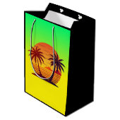 Zonsondergang met palmbomen Vector Medium Cadeauzakje (Achterkant Gekanteld)