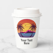 Zonsondergang met palmbomen Vector Papieren Bekers (Achterkant)