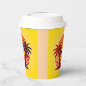 Zonsondergang met palmbomen Vector Papieren Bekers (Links)