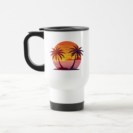 Zonsondergang met palmbomen Vector Reisbeker (Links)