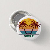 Zonsondergang met palmbomen Vector Ronde Button 3,2 Cm (Voorkant /achterkant)