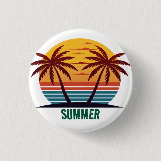 Zonsondergang met palmbomen Vector Ronde Button 3,2 Cm (Voorkant)