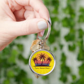 Zonsondergang met palmbomen Vector Sleutelhanger (Hand)