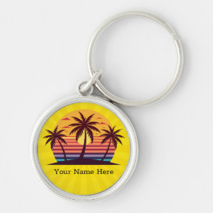 Zonsondergang met palmbomen Vector Sleutelhanger