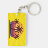 Zonsondergang met palmbomen Vector Sleutelhanger (achterkant)