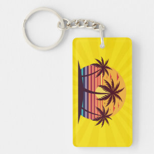 Zonsondergang met palmbomen Vector Sleutelhanger