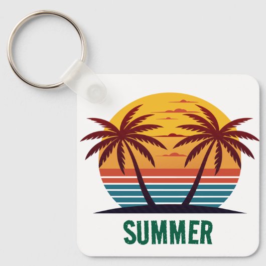 Zonsondergang met palmbomen Vector Sleutelhanger (Voorkant)