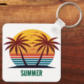 Zonsondergang met palmbomen Vector Sleutelhanger (Achterkant)