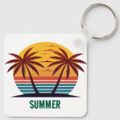 Zonsondergang met palmbomen Vector Sleutelhanger (Achterkant)