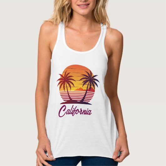 Zonsondergang met palmbomen Vector Tanktop (Voorkant)
