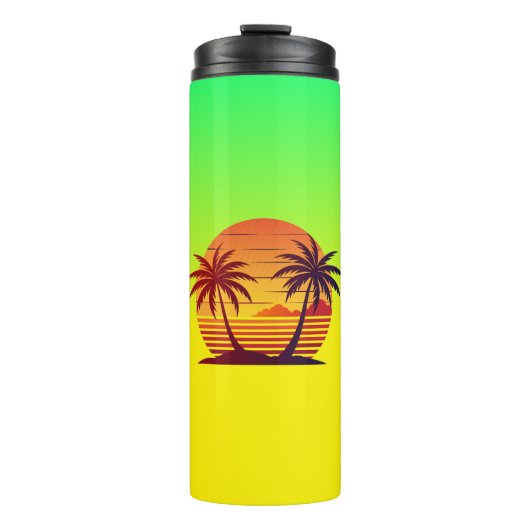 Zonsondergang met palmbomen Vector Thermosbeker (Voorkant)
