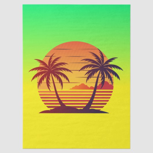 Zonsondergang met palmbomen Vector Tissuepapier (Voorkant)