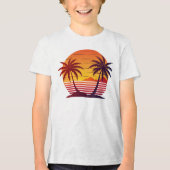 Zonsondergang met palmbomen Vector Tri-Blend Shirt (Voorkant)