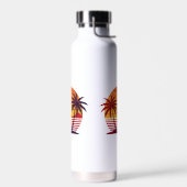 Zonsondergang met palmbomen Vector Waterfles (Links)