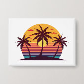 Zonsondergang Met Palmboom Vector Button (Voorkant)