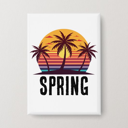 Zonsondergang Met Palmboom Vector Button (Voorkant)