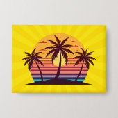 Zonsondergang Met Palmboom Vector Button (Voorkant)