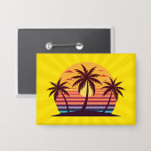 Zonsondergang Met Palmboom Vector Button (Voorkant / Achterkant)
