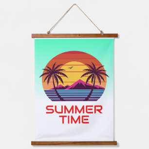 Zonsondergang Met Palmboom Vector Hangend Wandkleed