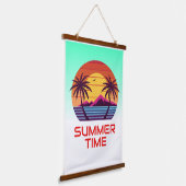 Zonsondergang Met Palmboom Vector Hangend Wandkleed (Gebogen)