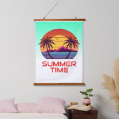 Zonsondergang Met Palmboom Vector Hangend Wandkleed (Slaapkamer)