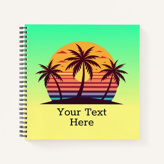 Zonsondergang Met Palmboom Vector Notitieboek (Voorkant)