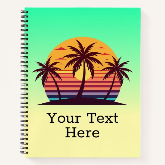 Zonsondergang Met Palmboom Vector Notitieboek (Voorkant)