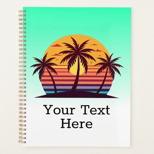 Zonsondergang Met Palmboom Vector Planner (Voorkant)