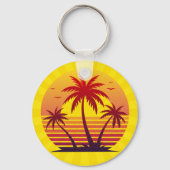 Zonsondergang Met Palmboom Vector Sleutelhanger (Achterkant)