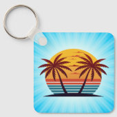 Zonsondergang Met Palmboom Vector Sleutelhanger (Voorkant)